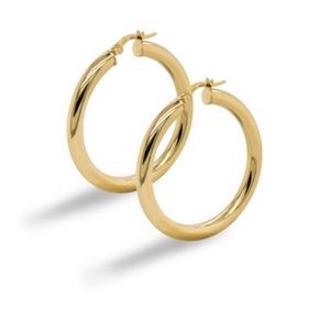 Genuine 10K Yellow Gold Chunky Hoop Earrings